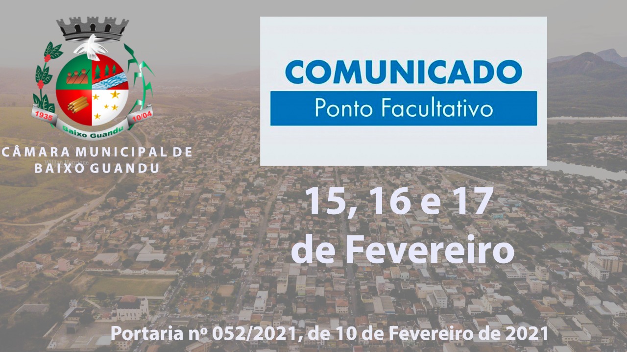 A Câmara Municipal de Baixo Guandu publicou nesta quarta-feira